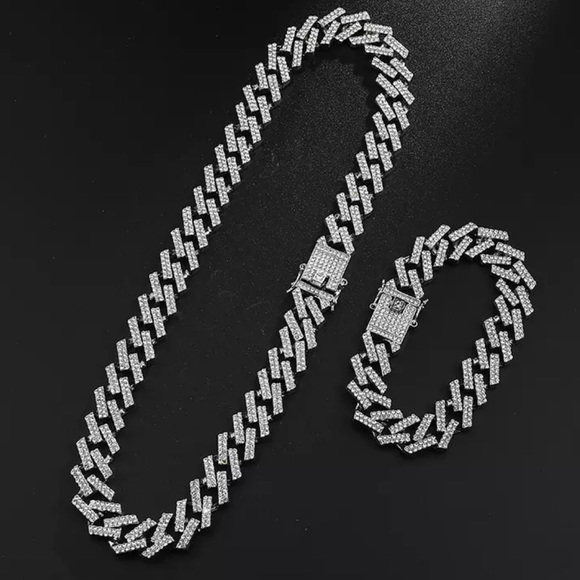 Other - *NEW* MEN SILVER LINK CHAIN & BRACELET CUBAN…